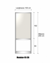 Modulo Parete Divisoria in Alluminio Vetro Opale e Bachelite 1 Traversa Bassa - H2550xL1000 mm - ITALFROM®