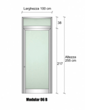 Modulo Parete Divisoria in Alluminio e Vetro Satinato con Porta - H2550xL1000 mm - ITALFROM®