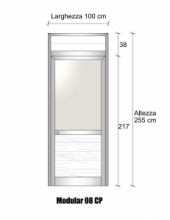 Modulo Parete Divisoria in Alluminio Vetro Opale e Perline con Porta - H2550xL1000 mm - ITALFROM®