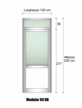 Modulo Parete Divisoria in Alluminio e Vetro Satinato Luce e Bachelite con Porta - H2550xL1000 mm - ITALFROM®