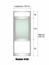 Modulo Parete Divisoria in Alluminio e Vetro Satinato e Bachelite con Finestra - H2550xL1000 mm - ITALFROM®