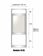 Modulo Parete Divisoria in Alluminio Vetro Opale e Bachelite con Finestra - H2550xL1000 mm - ITALFROM®