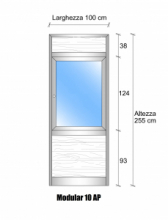 Modulo Parete Divisoria in Vetro Trasparente Alluminio e Perline con Finestra - H2550xL1000 mm - ITALFROM®