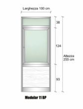 Modulo Parete Divisoria in Alluminio e Vetro Satinato Luce e Perline con Finestra - H2550xL1000 mm - ITALFROM®