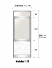 Modulo Parete Divisoria in Alluminio Vetro e Luce Opale e Perline con Finestra - H2550xL1000 mm - ITALFROM®