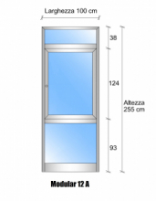 Modulo Parete Divisoria in Vetro Trasparente e Alluminio con Finestra - H2550xL1000 mm - ITALFROM®