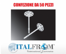 Tassello in Polipropilene Additivato - Diam. 10 mm - Lung. 70 mm per Ancorare Pannelli Isolanti - Confezione da 50 Pz