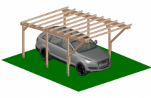 Carport Tettoia a Sbalzo per Auto in Legno di Pino Impregnato - mt 5 X 3 - con Supporti ad Interrare