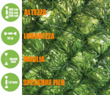 Siepe Finta Artificiale Rete Metallica Ricoperta con Foglie di Pino Sintetico - Rotolo Lunghezza 10 m