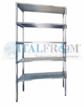 MODULO INIZIALE - Scaffalatura in acciaio INOX , H 250 cm , L 120 cm , PROF. 50 cm , con 5 ripiani